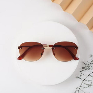 Unisex Brown Round Sunglasses with UV Protected Lens